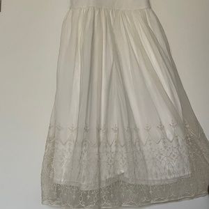 White embroidered tulle midi dress